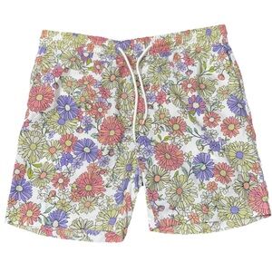 Barney Cools Men’s XL Floral Poolside Swim Trunks Boardshort Pastel Colorful Fun